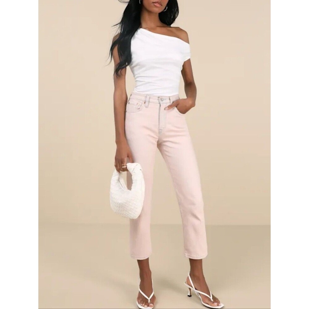 Levi's Pale Pink High Rise Wedgie Straight 100% Cotton Jeans, 28